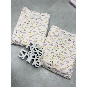 Women Rainbow Printed Cotton Night Suit Set (T-Shirt & Pajama) - Soft Pastel Sleepwear